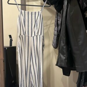 Blue and white striped beachy canvas jumper